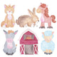 Watercolor Barn Farm Animals Wall Decal Sticker Set