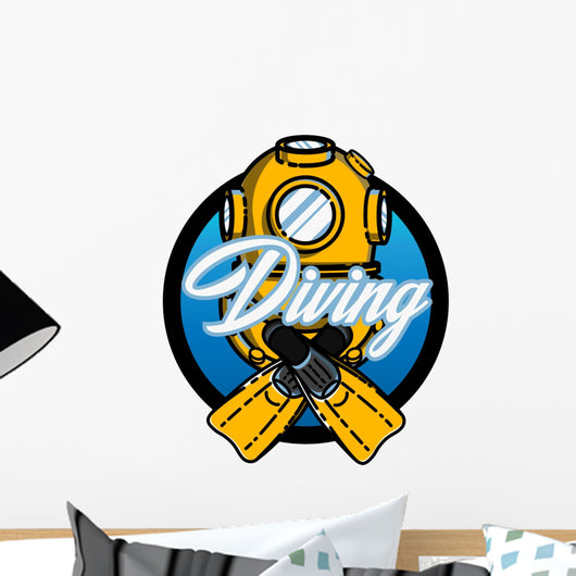 Color vintage diving emblem Wall Decal