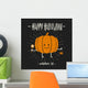 Cutie pumpkin with candy and a pet spider in his hands - Halloween hand drawn vector illustration. Wall Mural