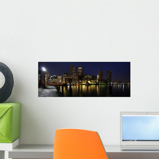 Boston skyline panorama at night Wall Mural