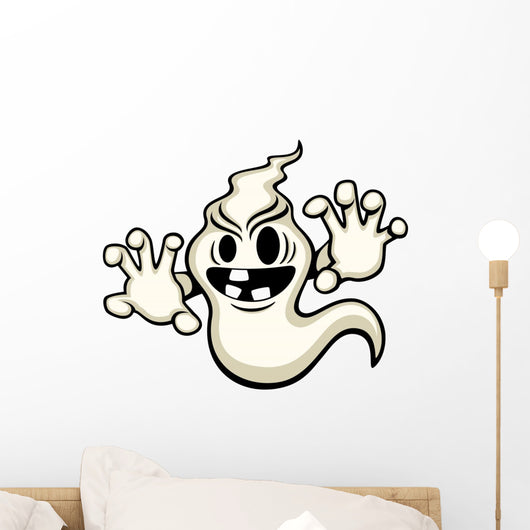 Vector illustration of a spooky but fun cartoon ghost. Wall Decal