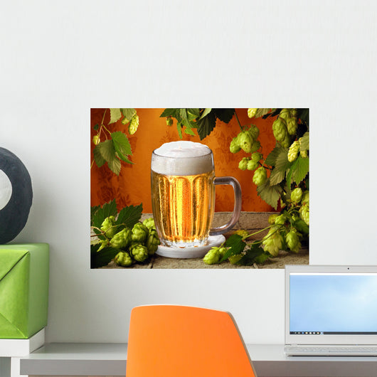 Beer with hops Wall Mural