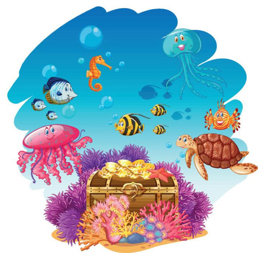 Treasure Chest and Sea Wall Decal