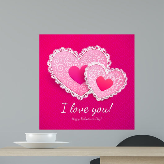 Valentine's day lacy hearts greeting card Wall Mural