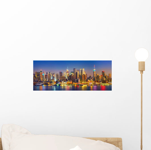 Manhattan Night New York Panorama Skyline Wall Decal