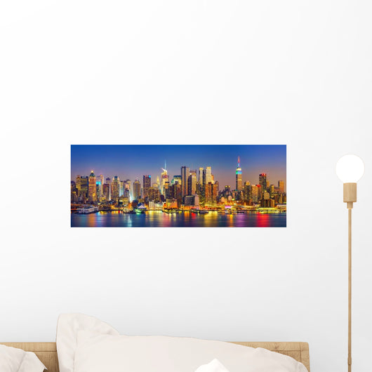 Manhattan Night New York Panorama Skyline Wall Decal