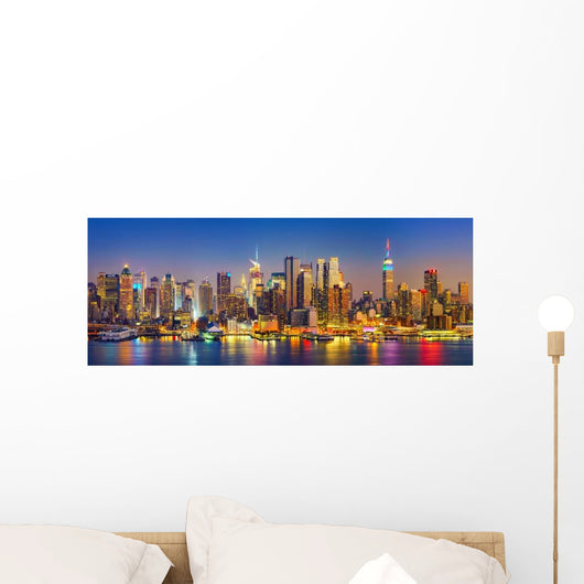 Manhattan Night New York Panorama Skyline Wall Decal