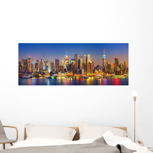 Manhattan Night New York Panorama Skyline Wall Decal