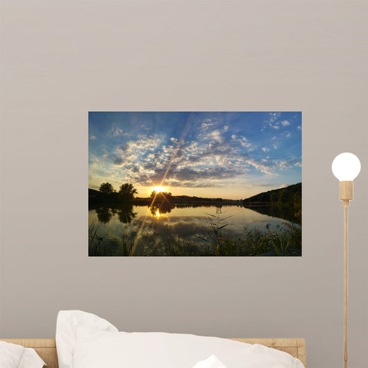 Sonnenuntergang am See, im Naturschutzgebiet Wall Mural