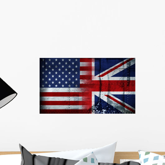 American and British Flag Wall Mural