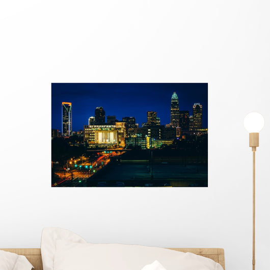 Skyline Uptown Night Charlotte Wall Decal