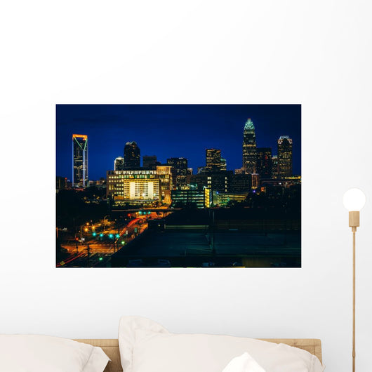 Skyline Uptown Night Charlotte Wall Decal