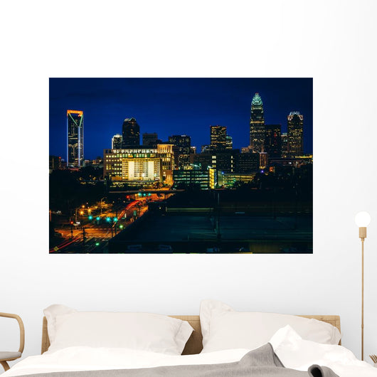 Skyline Uptown Night Charlotte Wall Decal