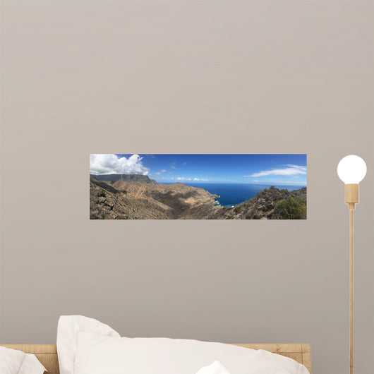Kanaren Gomera Landschaft Panorama Meer Berge Wall Mural