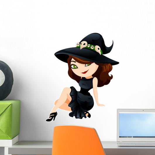 Cute Cartoon Halloween Witch Wall Decal