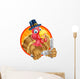 Turkey Bird in Pilgrims Hat Holding Knife and Fork Wall Decal