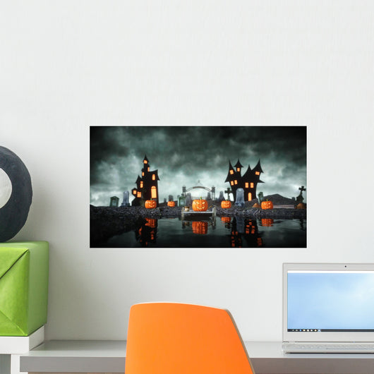Halloween Pumpkin Spooky Graveyard Wall Mural