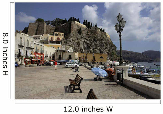 the castle on the volcanic rock (Aeolian Lipari, Sicily, italy) Wall Mural