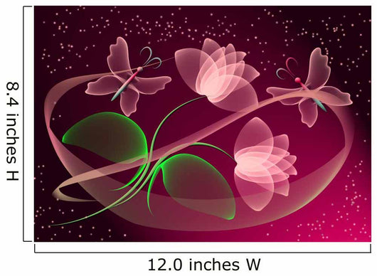 Transparent Flowers and Butterfly Wall Mural