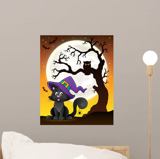 Tree Silhouette and Halloween Wall Decal
