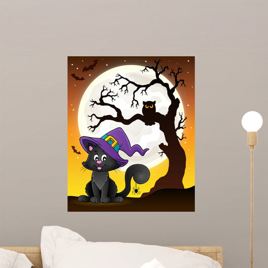 Tree Silhouette and Halloween Wall Decal