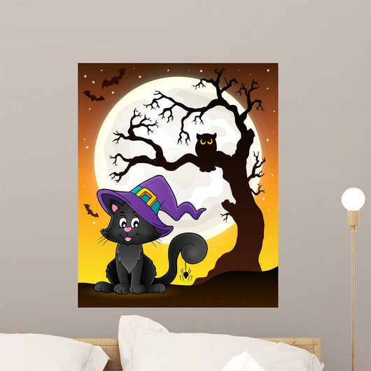 Tree Silhouette and Halloween Wall Decal