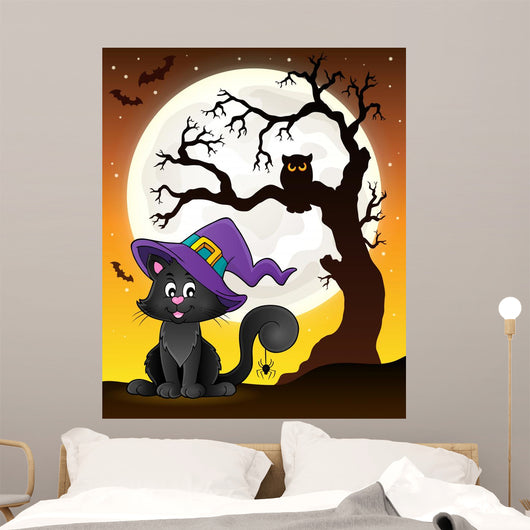 Tree Silhouette and Halloween Wall Decal