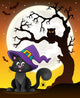 Tree Silhouette and Halloween Wall Decal