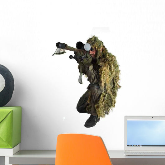 sniper in ghillie suit Wall Decal