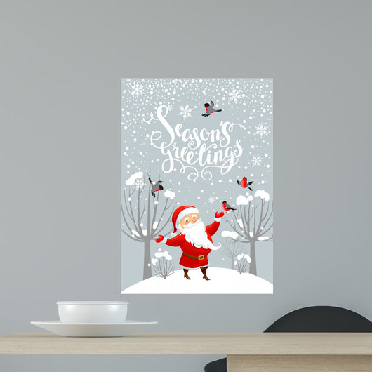 Santa and bullfinches Wall Mural