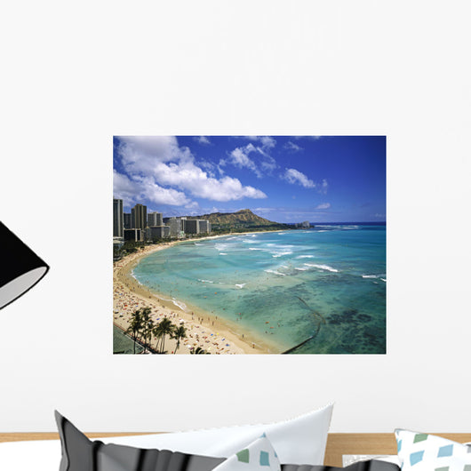 Waikiki Beach and Diamond Head Crater in Hawaii Wall Mural