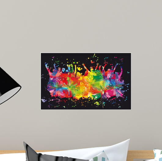 Dancing people silhouettes. Wall Mural
