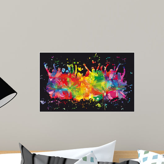 Dancing people silhouettes. Wall Mural