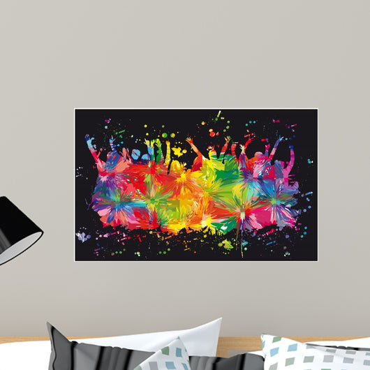 Dancing people silhouettes. Wall Mural