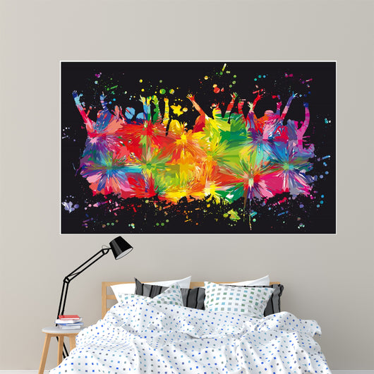 Dancing people silhouettes. Wall Mural