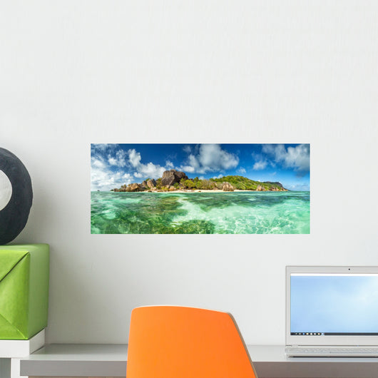 Beautiful Seychelles beach at La Digue Wall Mural
