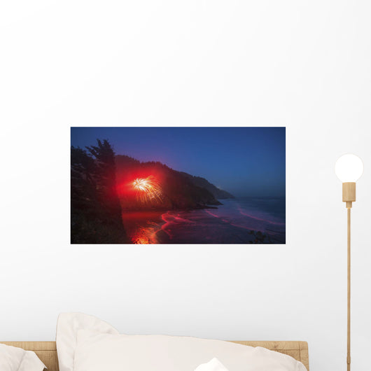 Fireworks Erupting from Beach Wall Decal