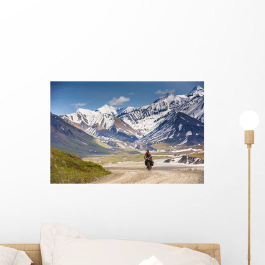 Woman Bicycle Touring Denali Wall Decal