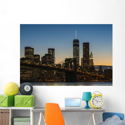 Lower Manhattan Twilight with Wall Decal