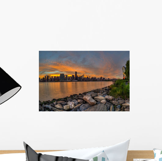 Sunset over Manhattan Skyline Wall Decal
