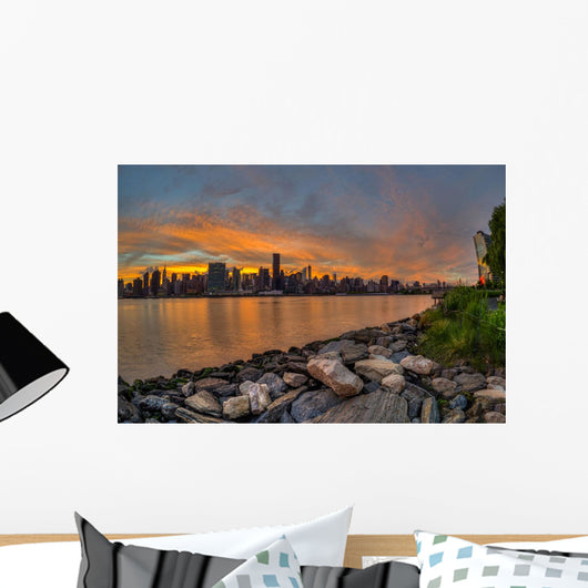 Sunset over Manhattan Skyline Wall Decal
