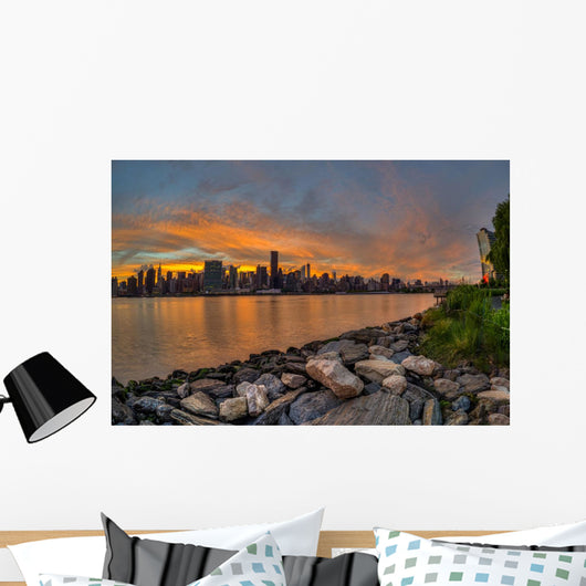 Sunset over Manhattan Skyline Wall Decal