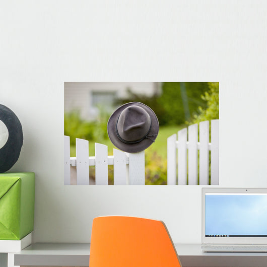 Hat Hanging Post White Wall Decal