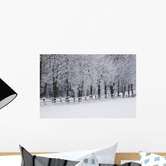 Snow Covered Trees along Wall Decal