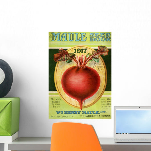 Historic Maule's seed book with illustration of blood turnip beet Wall Mural