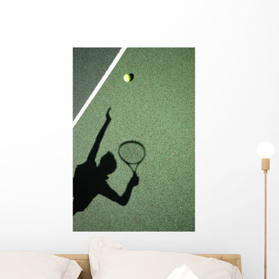 Tennis Serve Wall Mural shown on a wall