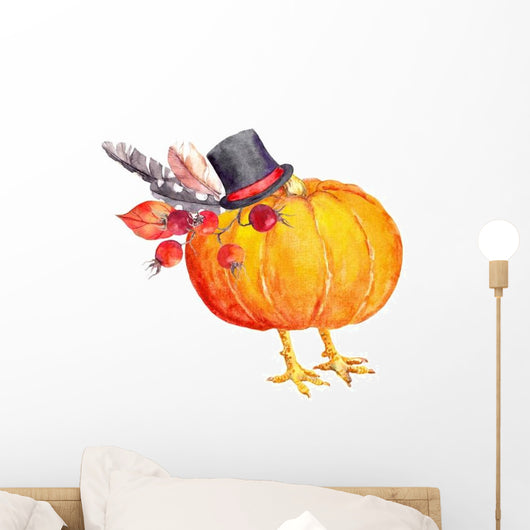 Pumpkin as Thanksgiving Turkey Wall Decal