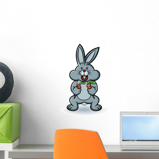 Rabbit with Carrots Cartoon Character Wall Decal