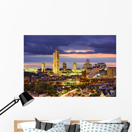 Albany New York Evening Skyline Wall Decal