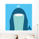 cute big fat whale smile and wink on blue background Wall Mural